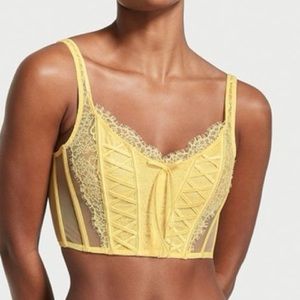 Victoria’s Secret Dream Angels Lemon Yellow Unlined Lace-Up Corset Top